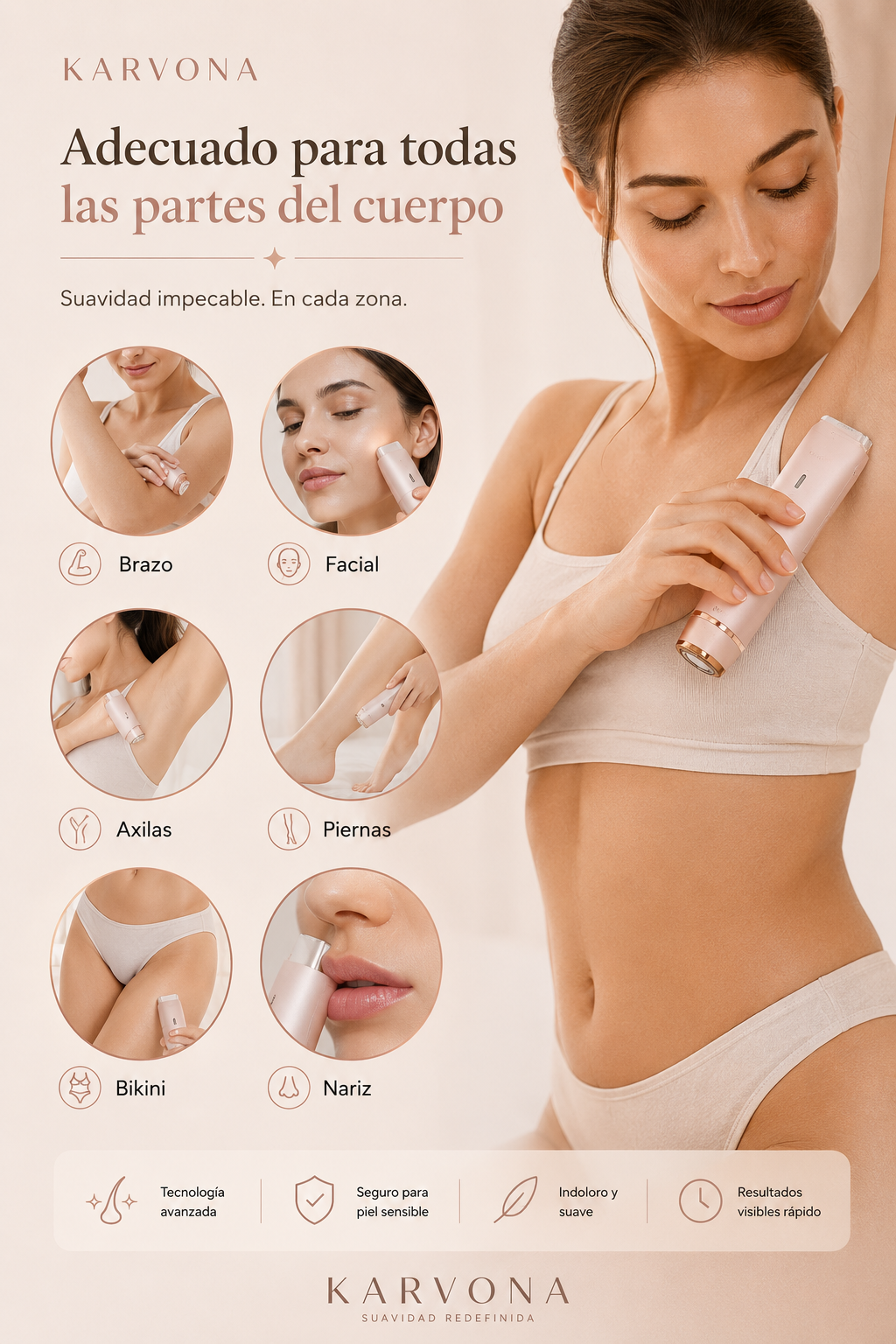 Depiladora Eléctrica 2 en 1 para Mujer